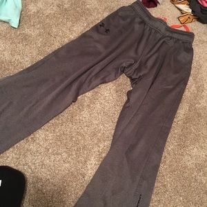 grey and orange sweat pants